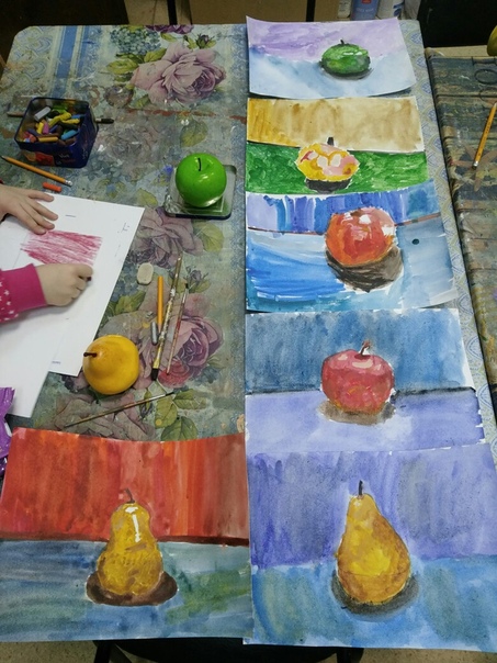 Рисование фруктов овощей с натуры.Цветные карандаши,сухая пастель,масляная