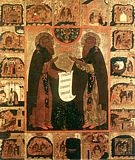 Икона преподобных Зосимы и Савватия Соловецких с житием